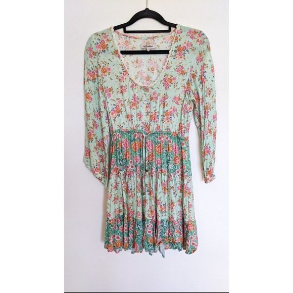 Arnhem Harmony Gypsy Mini Dress Sz6 Boho Floral Mint - Picture 7 of 10